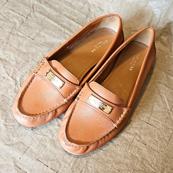 Coach Shoes Guc Coachfredrica Loafers Womens Tan Leather Slip